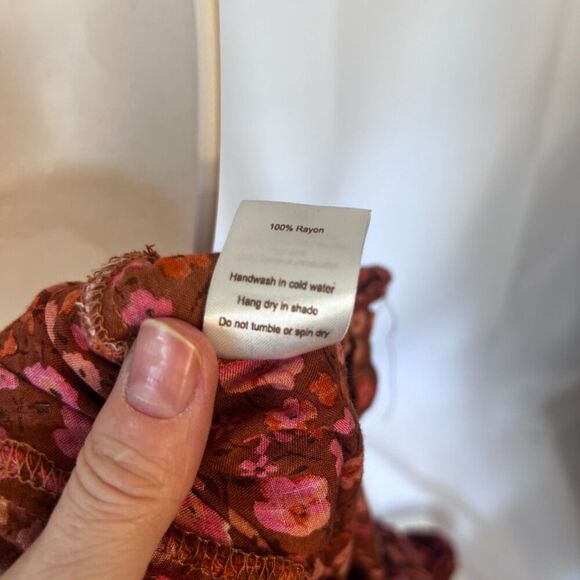 Tiare Hawaii Strapless Back Tie Jumpsuit Rust Orange Floral Print Size O/S - Picture 10 of 12